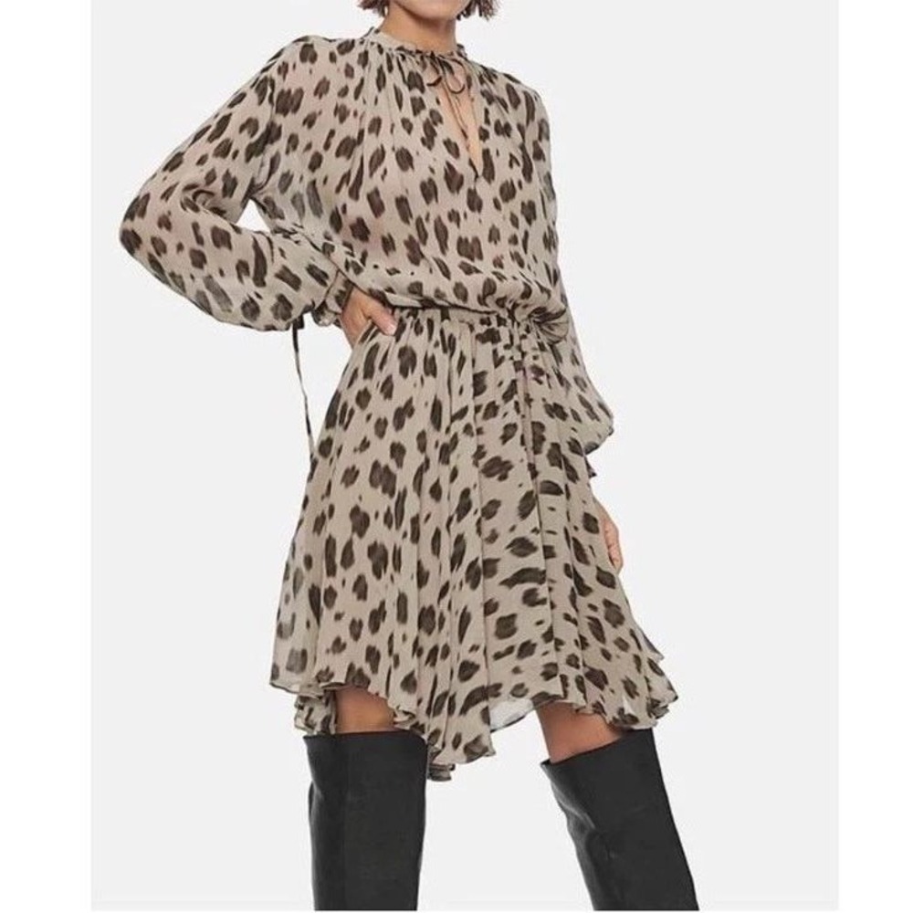 Anine Bing Elliana Leopard Print Silk Dress Size‎ Small